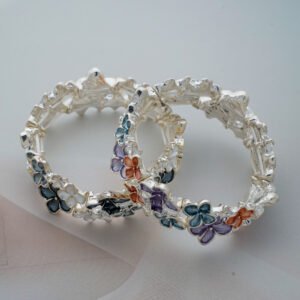 Floral Enamel Bangle Bracelet