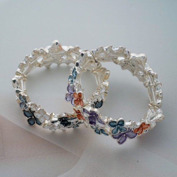 Multi-color Enamel Floral Bracelets